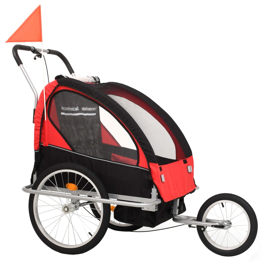 vidaXL 2-in-1 Bike Trailer & Stroller Black and Red