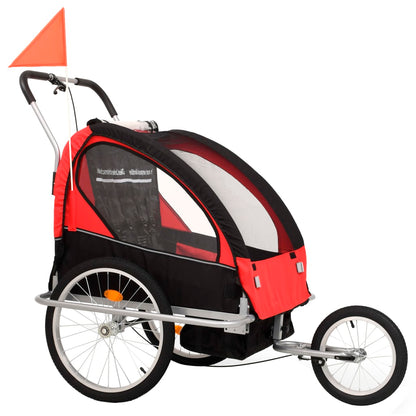 vidaXL 2-in-1 Bike Trailer & Stroller Black and Red