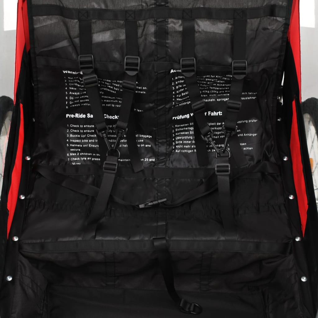 vidaXL 2-in-1 Bike Trailer & Stroller Black and Red