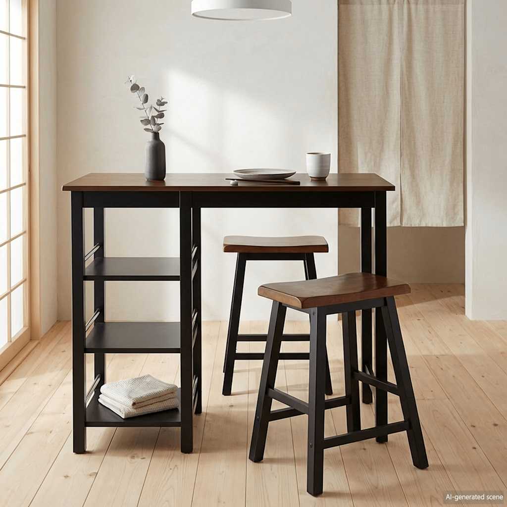 245363 vidaXL Bar Set 3 Pieces MDF Black