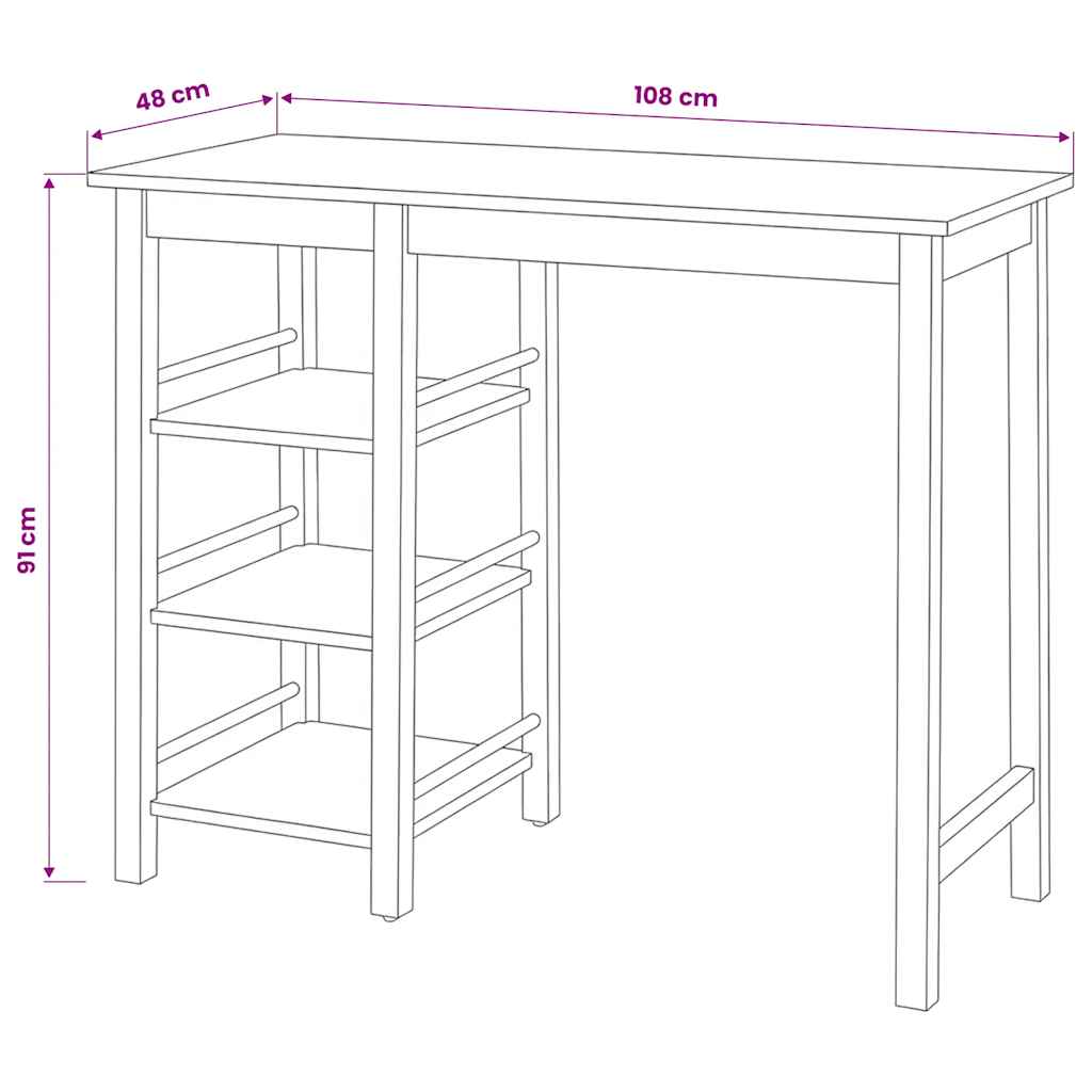 245363 vidaXL Bar Set 3 Pieces MDF Black