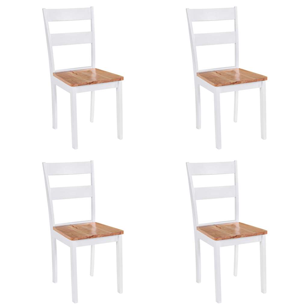 vidaXL Dining Chairs 4 pcs White Solid Rubber Wood