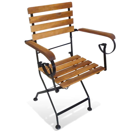 vidaXL Folding Chairs 2 pcs Steel and Solid Acacia Wood