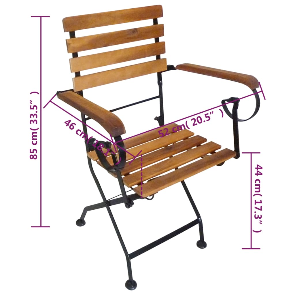 vidaXL Folding Chair | Set of 2 | Brown and Black
