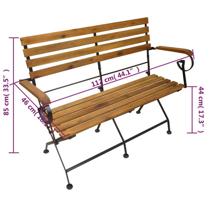 vidaXL Garden Bench | Brown | Solid Acacia wood | Medium | Collapsible