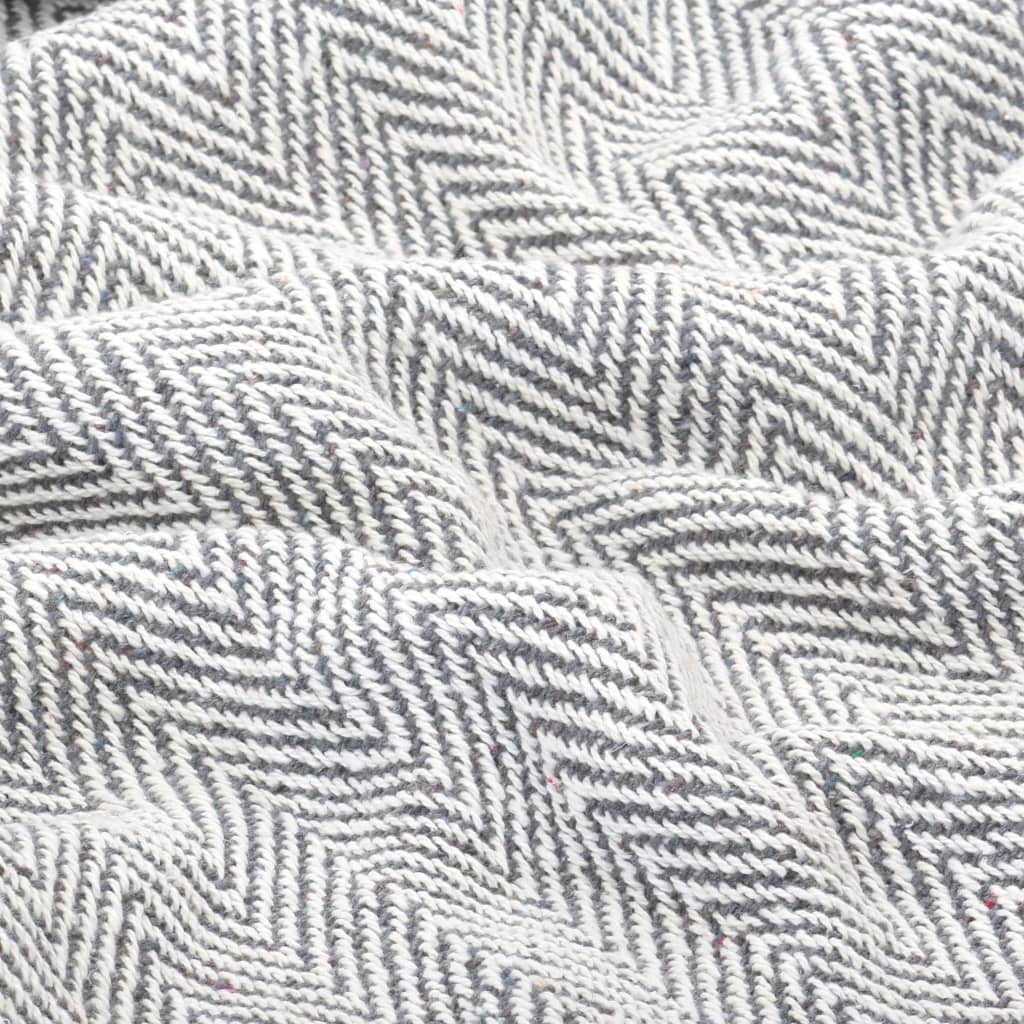 vidaXL Throw Cotton Herringbone 160x210 cm Grey