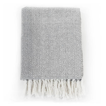 vidaXL Throw Cotton Herringbone 220x250 cm Grey
