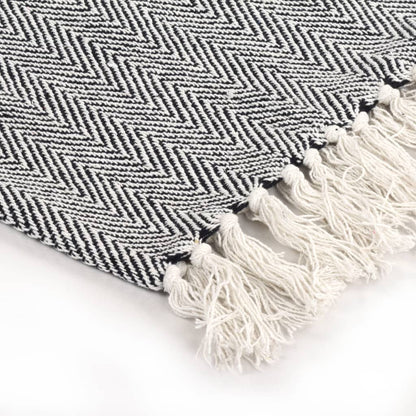 vidaXL Throw Cotton Herringbone 125x150 cm Navy Blue