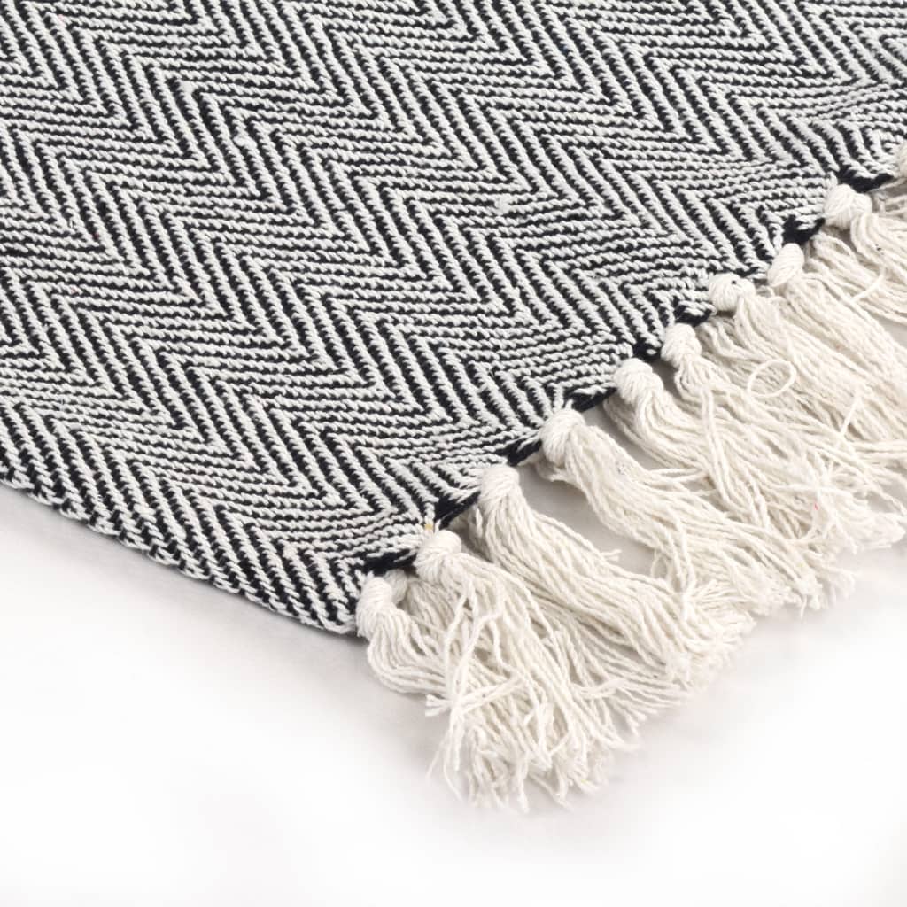 vidaXL Throw Cotton Herringbone 160x210 cm Navy Blue