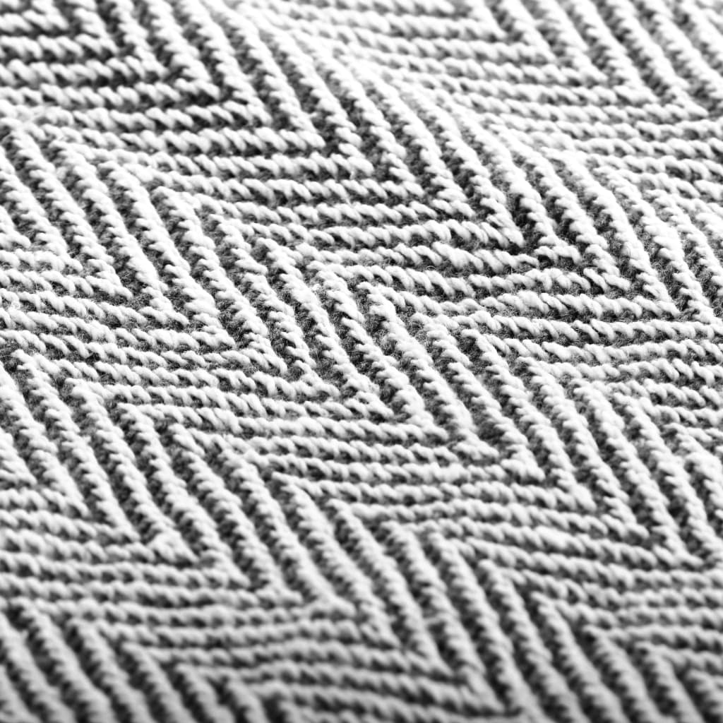 vidaXL Throw Cotton Herringbone 160x210 cm Navy Blue