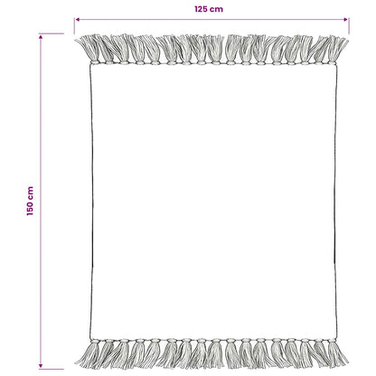 vidaXL Throw Cotton Stripes 125x150 cm Grey and White
