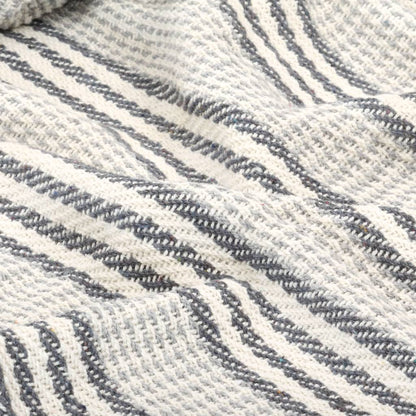 vidaXL Throw Cotton Stripes 220x250 cm Grey and White