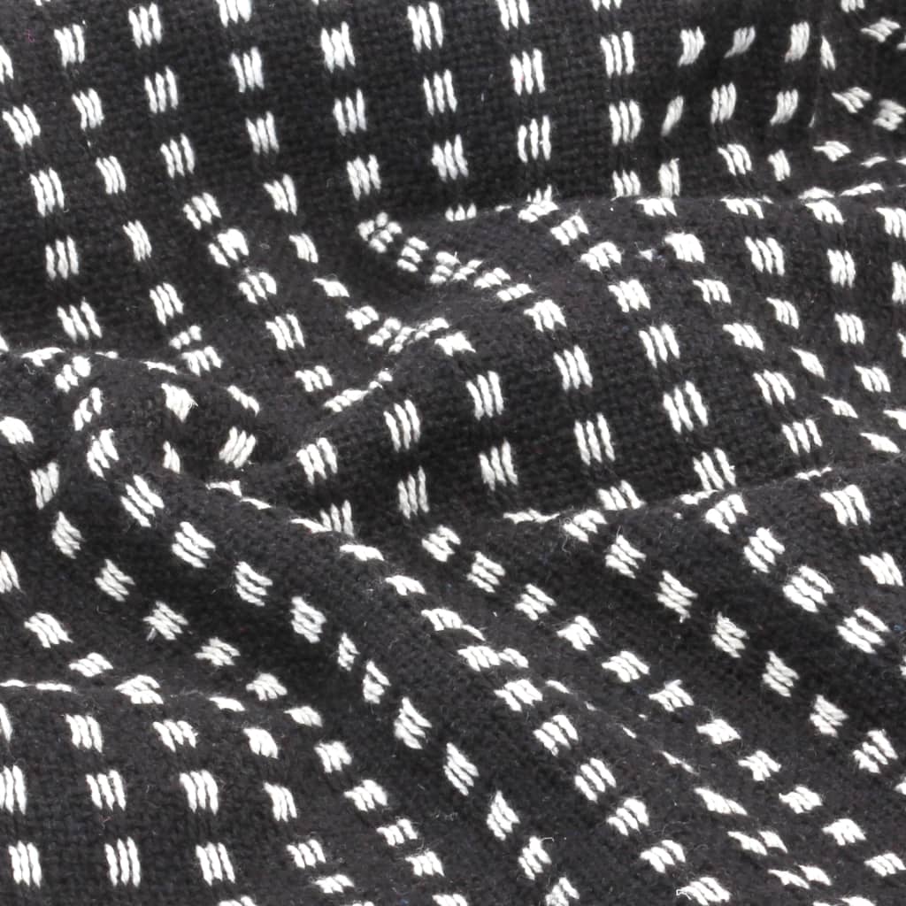 vidaXL Throw Cotton Squares 125x150 cm Black
