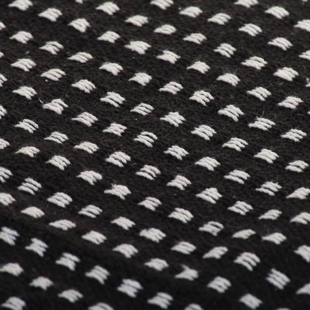 vidaXL Throw Cotton Squares 125x150 cm Black