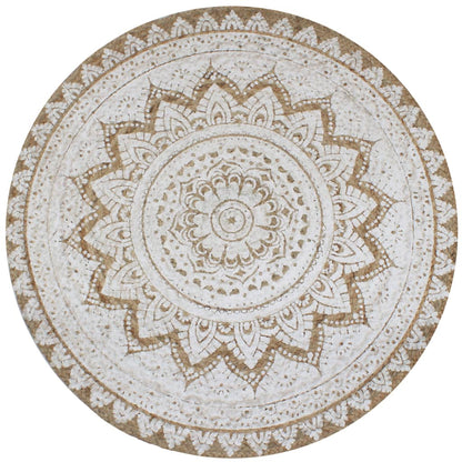 vidaXL Area Rug Braided Jute Printed 150 cm Round