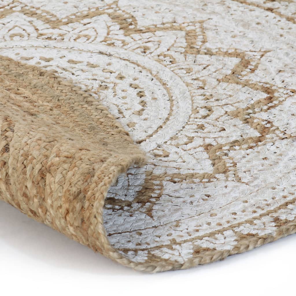 vidaXL Area Rug Braided Jute Printed 150 cm Round