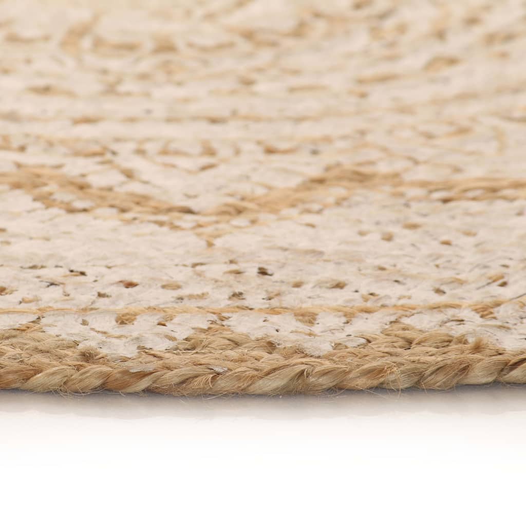 vidaXL Area Rug Braided Jute Printed 150 cm Round