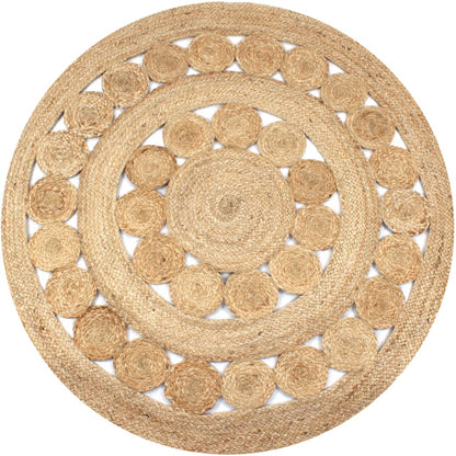 vidaXL Area Rug Braided Design Jute 120 cm Round