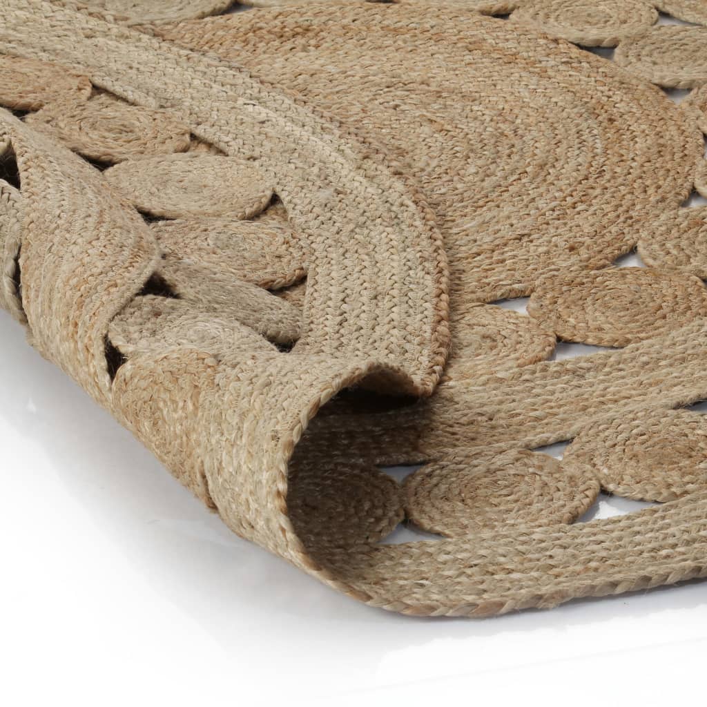 vidaXL Area Rug Braided Design Jute 120 cm Round