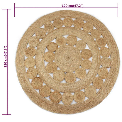 vidaXL Area Rug Braided Design Jute 120 cm Round