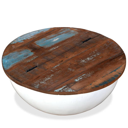 vidaXL Coffee Table Solid Reclaimed Wood White Bowl Shape