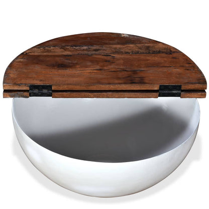 vidaXL Coffee Table Solid Reclaimed Wood White Bowl Shape