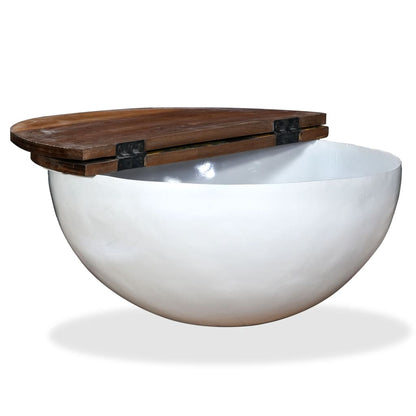 vidaXL Coffee Table Solid Reclaimed Wood White Bowl Shape
