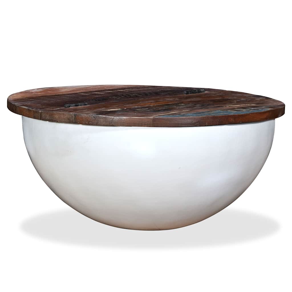 245258 vidaXL Coffee Table Solid Reclaimed Wood White Bowl Shape