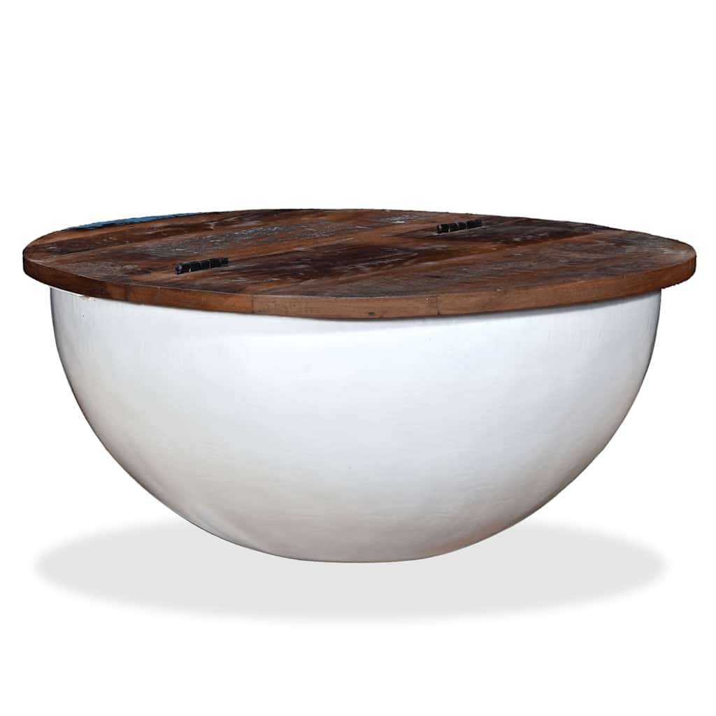 245258 vidaXL Coffee Table Solid Reclaimed Wood White Bowl Shape