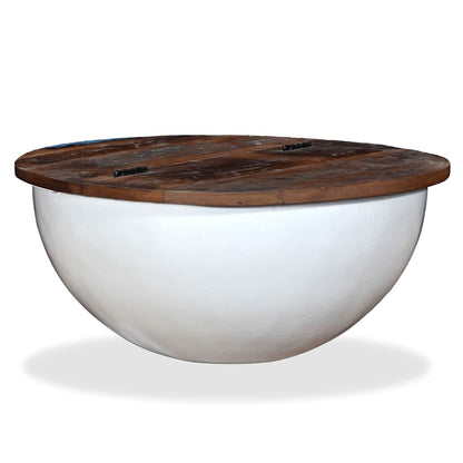 245258 vidaXL Coffee Table Solid Reclaimed Wood White Bowl Shape