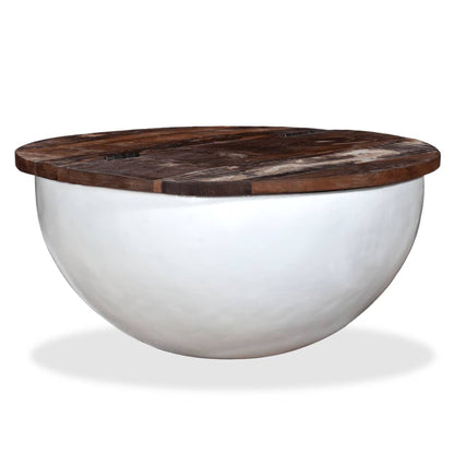 vidaXL Coffee Table Solid Reclaimed Wood White Bowl Shape