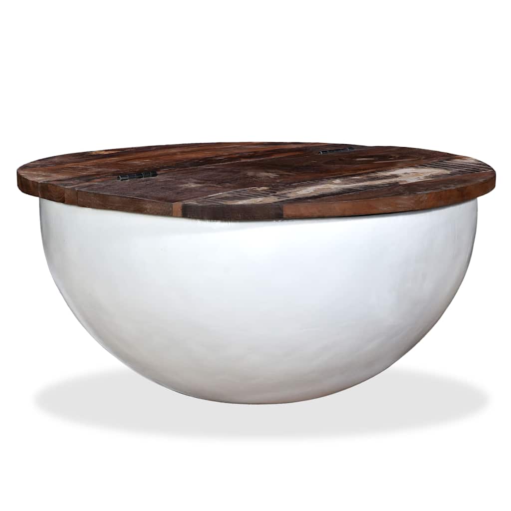 245258 vidaXL Coffee Table Solid Reclaimed Wood White Bowl Shape