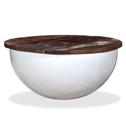 245258 vidaXL Coffee Table Solid Reclaimed Wood White Bowl Shape