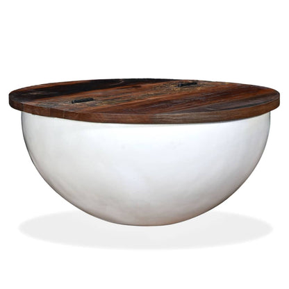 vidaXL Coffee Table Solid Reclaimed Wood White Bowl Shape