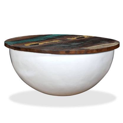 vidaXL Coffee Table Solid Reclaimed Wood White Bowl Shape