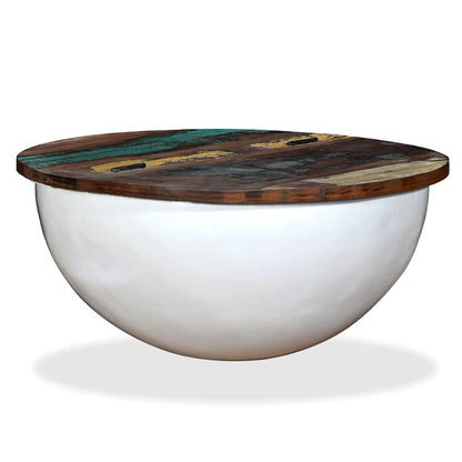 245258 vidaXL Coffee Table Solid Reclaimed Wood White Bowl Shape