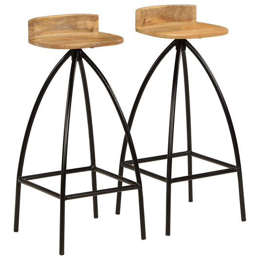 vidaXL Bar Stools 2 pcs Solid Mango Wood
