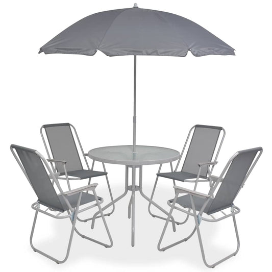 43785 vidaXL 6 Piece Outdoor Dining Set Steel and Textilene Grey