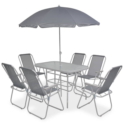 43786 vidaXL 8 Piece Outdoor Dining Set Steel and Textilene Grey