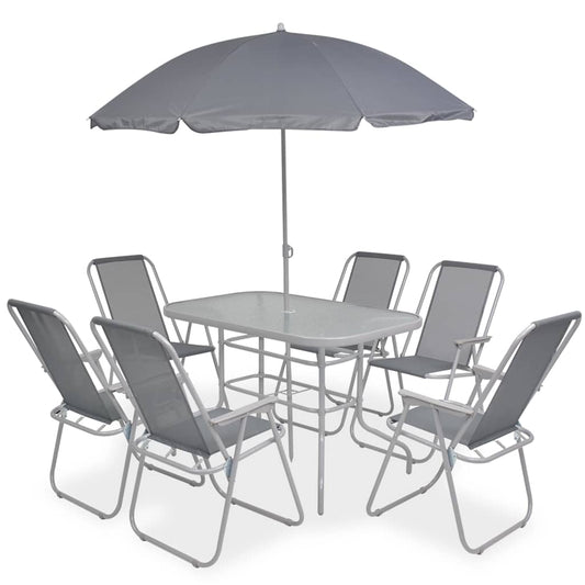 43786 vidaXL 8 Piece Outdoor Dining Set Steel and Textilene Grey