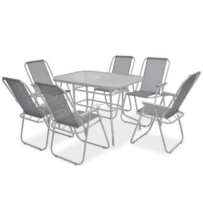 43786 vidaXL 8 Piece Outdoor Dining Set Steel and Textilene Grey