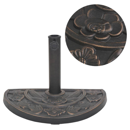 43655 vidaXL Parasol Base Resin Half Round Bronze 9 kg