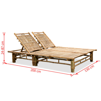 vidaXL Sunlounger | Natural Bamboo | Bamboo | Extra Large