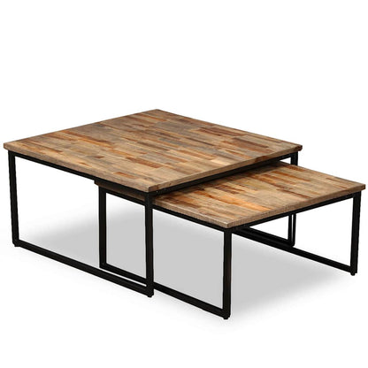 245406 vidaXL Nesting Coffee Table Set 2 Pieces Solid Reclaimed Teak