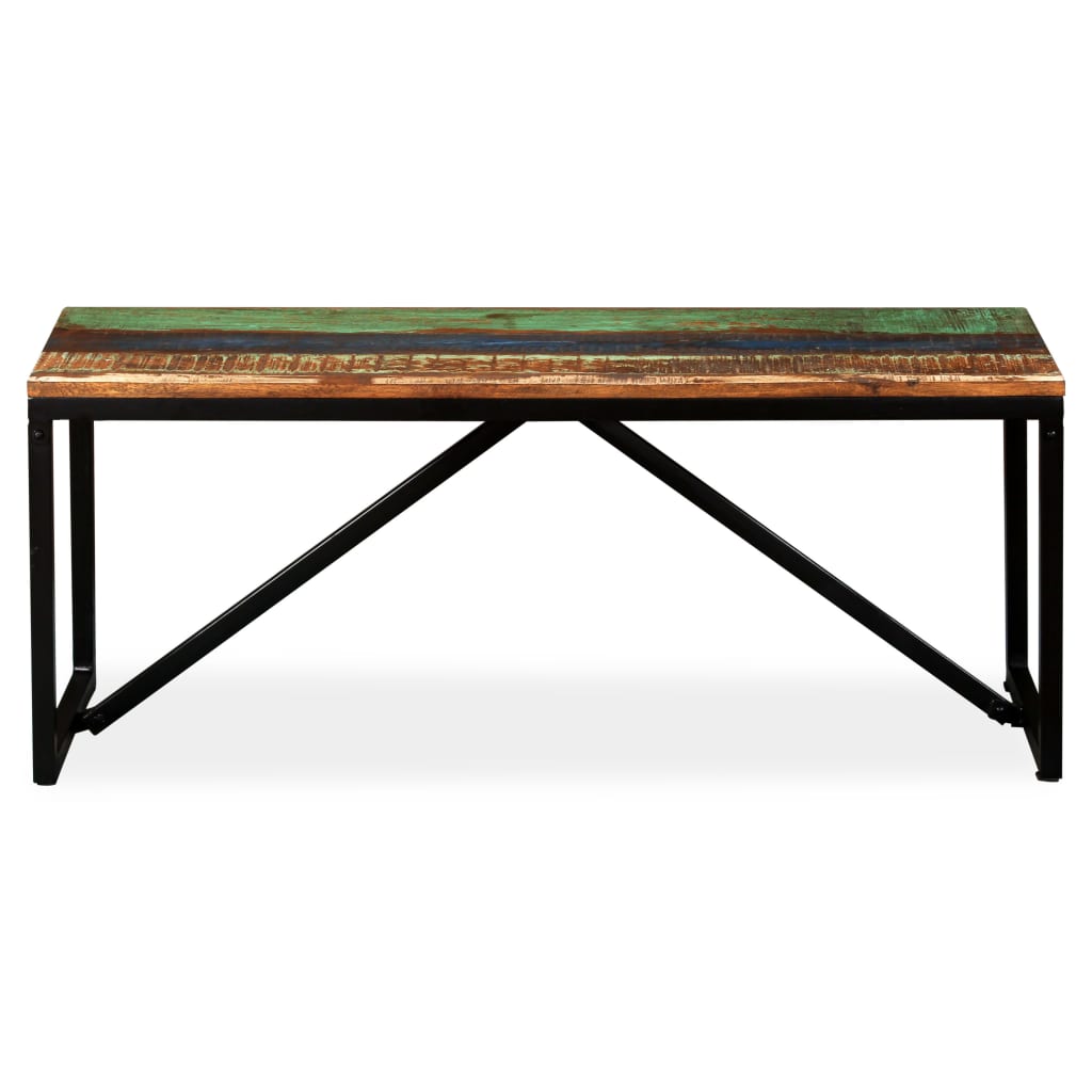 vidaXL Bench | Multicolour | Solid reclaimed wood, steel | 110x35x45 cm