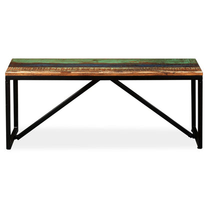 vidaXL Bench | Multicolour | Solid reclaimed wood, steel | 110x35x45 cm