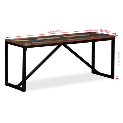 vidaXL Bench | Multicolour | Solid reclaimed wood, steel | 110x35x45 cm