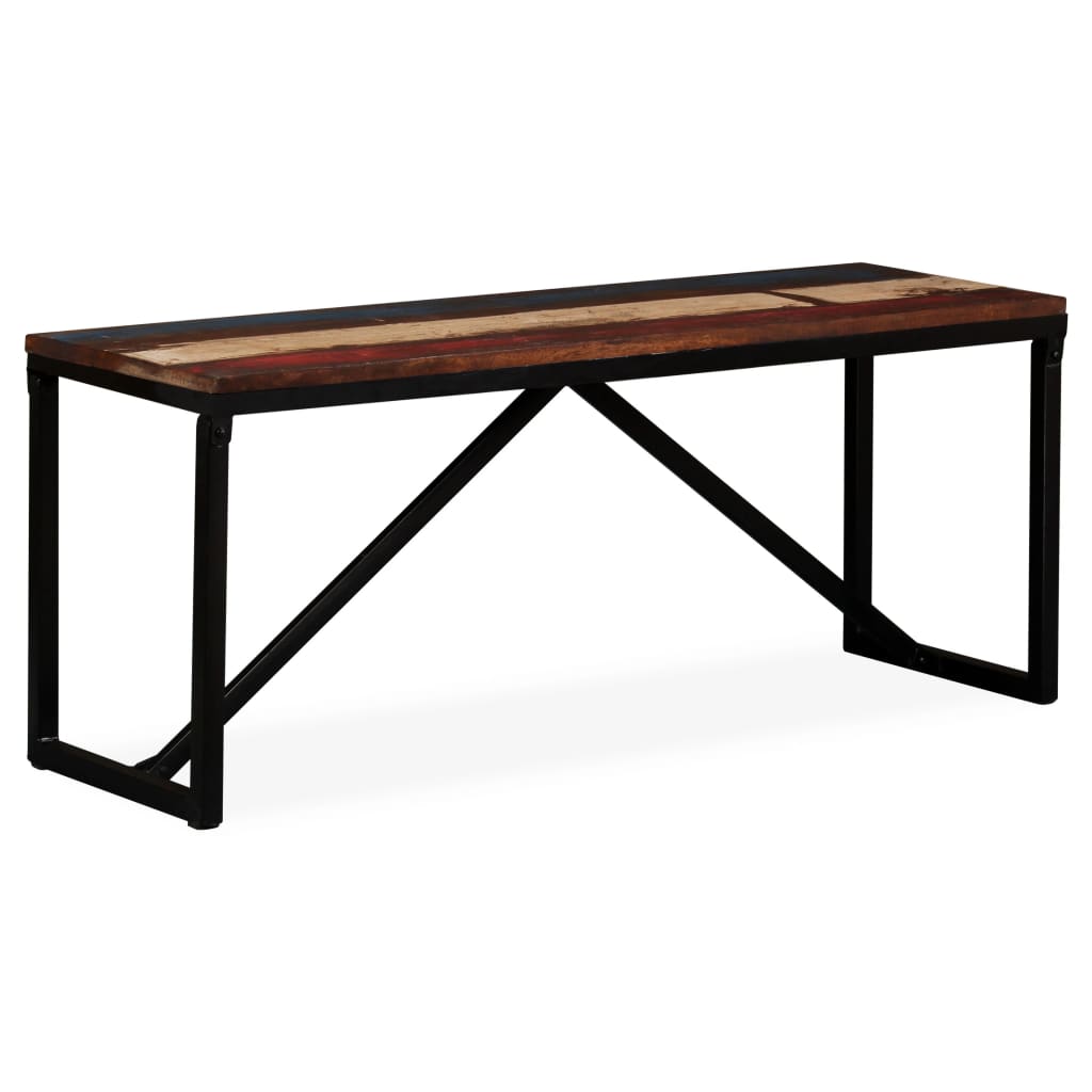 vidaXL Bench | Multicolour | Solid reclaimed wood, steel | 110x35x45 cm