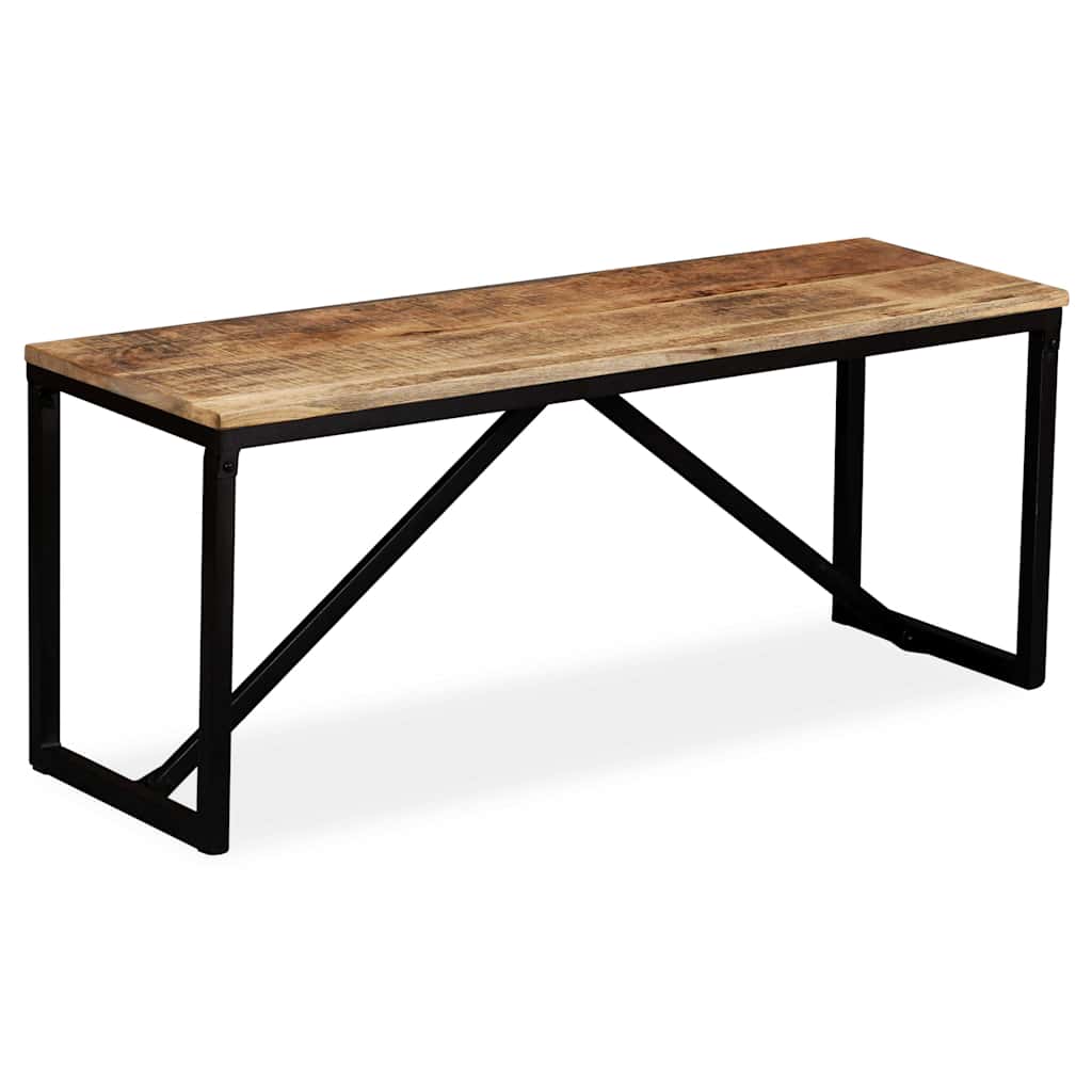 vidaXL Bench | Wood with Black Legs | Solid Mango Wood, Steel | Medium | Durable