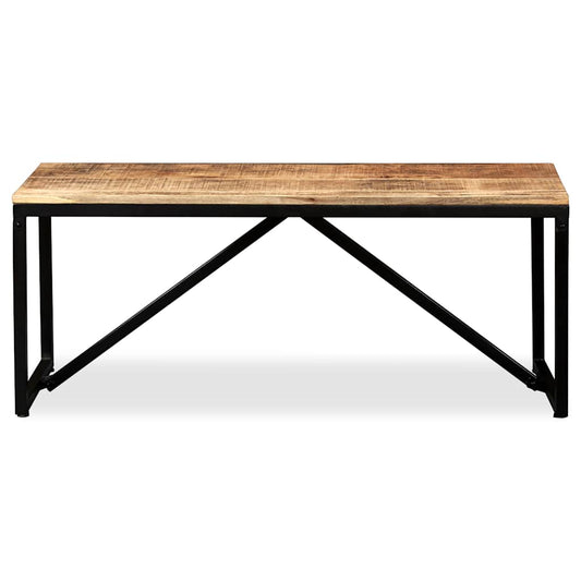 vidaXL Bench | Wood with Black Legs | Solid Mango Wood, Steel | Medium | Durable